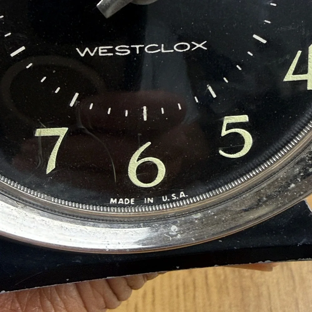 Vintage Westclox Baby Ben Alarm Clock Black Dial Silver‎ Case Made in USA 201895